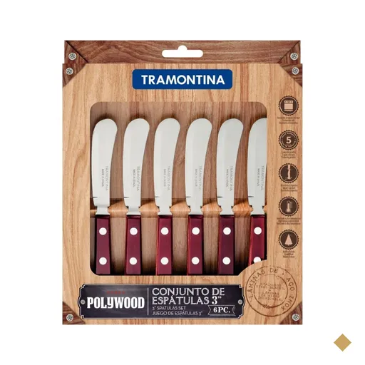 Conjunto de Espátulas Tramontina para Manteiga Polywood 6 Peças Vermelho