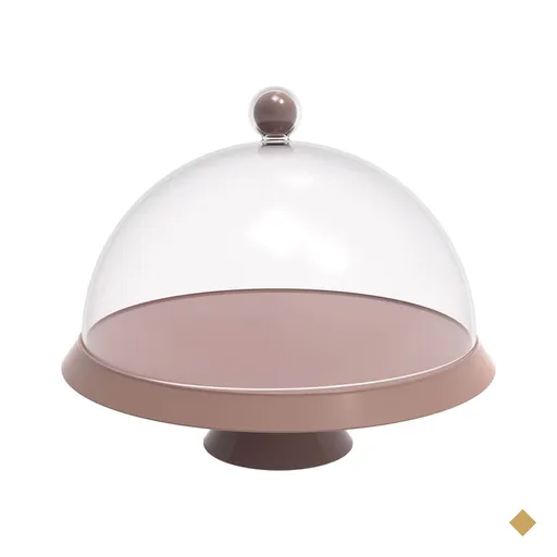 Porta Bolo 25cm Bubble com Cúpula e Pé Crippa Amêndoa Tortas Doces Boleira