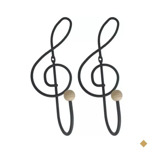 Kit 2 Ganchos Cabideiros Aço Preto Cifra Música 28cm Suportes de Parede…