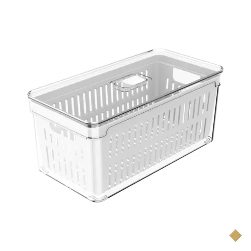 Organizador De Geladeira Com Escorredor Interno 5L Caixa Plástica Para Legumes…