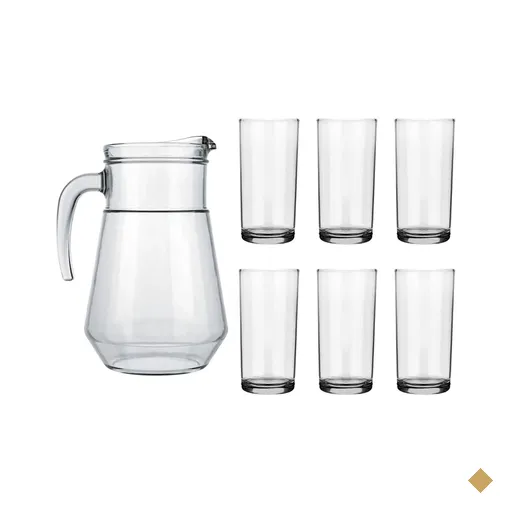 Conjunto 6 Copos Long Drink 300ml Jarra 1,5l em Vidro Transparente Nadir…