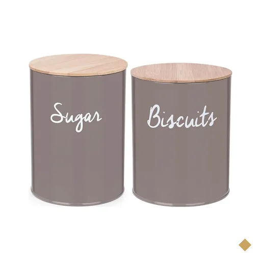 Conjunto 2 Latas Porta Mantimentos Biscoitos e Açúcar Tampa em Bambu Haus…