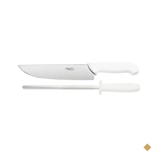 Jogo de Faca e Chaira 8" cabo PP Branco