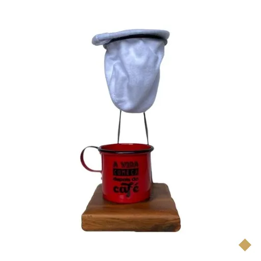 Kit de Café coado Individual Vermelho - Demolição artesanal
