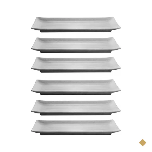 Kit 6 Travessas Melamina Sushi Sashimi 24,5x16,5cm Comida Japonesa Retangular…