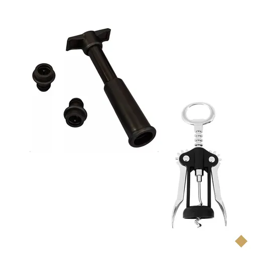 Conjunto Saca Rolhas e Bomba para Vacuo e 2 rolhas  para VINHO