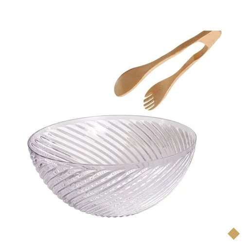 Saladeira em PS e Pegador em Bambu 3,6 litros  26 x 10,5 cm