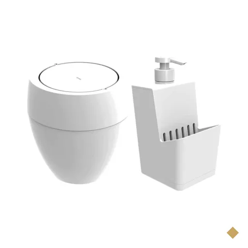 Lixeira Basculante 9 Litros e Porta Detergente Líquido Branco Crippa 500ml…