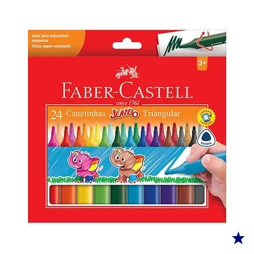 Canetinha Triangular Jumbo 24 Cores Faber-Castell CX 1 UN