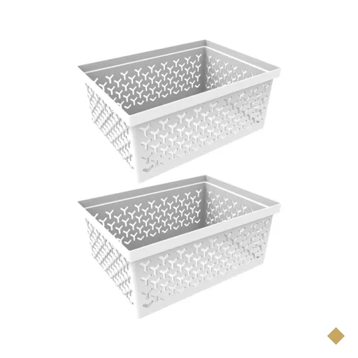 Kit 2 Cestos Organizador Branco Crippa Caixa Média Retangular Closet…