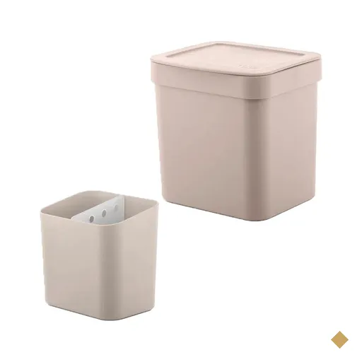 Lixeira 2,5l Trium Ou Compacta Tampa Porta Talheres Organiza Bege