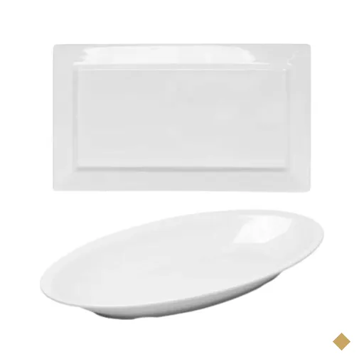 Kit Travessa Melamina Branca Oval 45x24cm Retangular 35x20cm Wolff Cozinha…