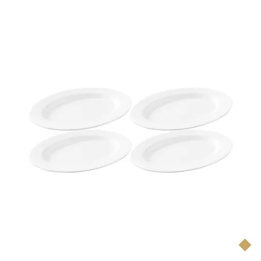 4 Travessas Bandeja Rasa Melamina Branca 25x18cm Oval Refratária Servir