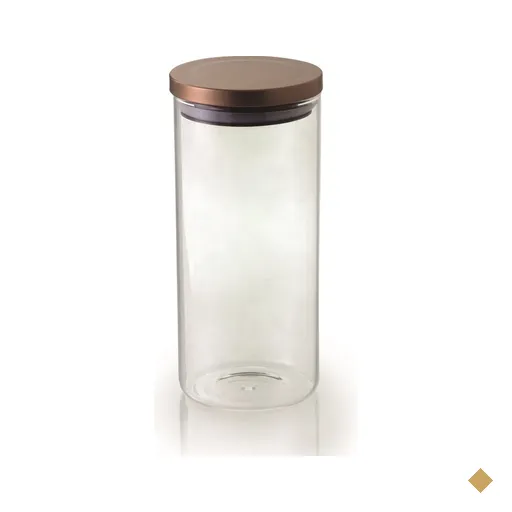 Pote Hermetico de vidro borosilicato tampa bronze cobre 1.3L