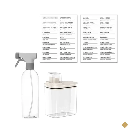 Kit Flow Borrifador Multiuso Dispenser Sabão Líquido Amaciante e Etiquetas…