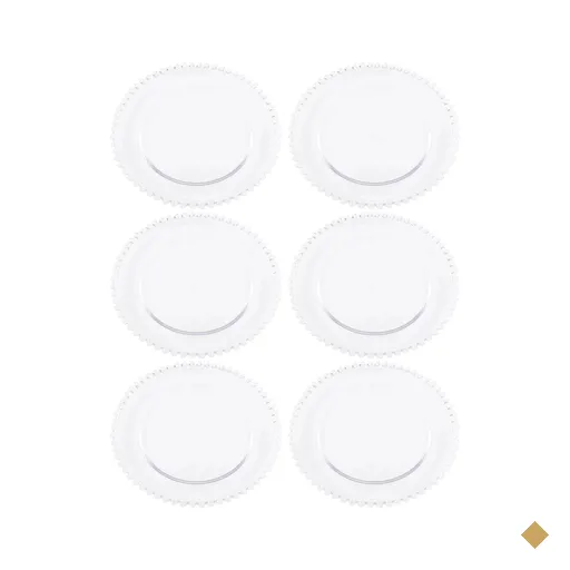 Kit 6 Pratos de Sobremesa 20cm Linha Pearl Cristal Wolff Decorado Servir Mesa…
