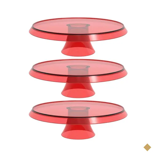 3 Boleiras Plásticas Vermelho Translúcido 28cm com Pedestal Pratos para Bolos…