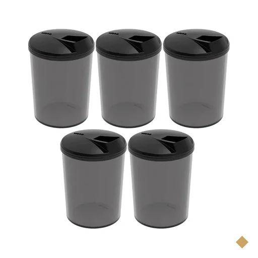 Kit 5 Porta Farofa Temperos Farinheiras com Tampa 400ml Fumê Recipientes de…