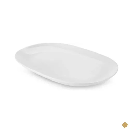 Travessa Melamina Oval Rasa Buffet Branca 34x22cm Bandeja de Servir Petiscos