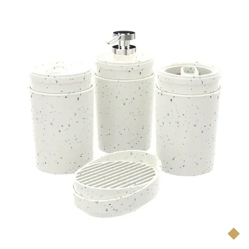 Kit Banheiro Stone Crippa Com 4 Peças (Porta Escova, Porta Sabonete Líquido…