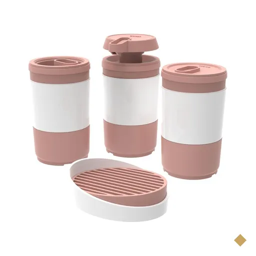 Kit Banheiro Code Crippa Com 4 Peças (Porta Escova, Porta Sabonete Líquido…