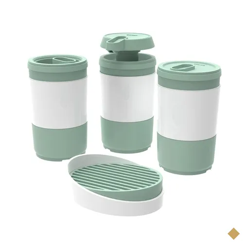 Kit Banheiro Code Crippa Com 4 Peças (Porta Escova, Porta Sabonete Líquido…