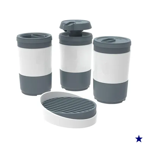 Kit Banheiro Code Crippa Com 4 Peças (Porta Escova, Porta Sabonete Líquido…