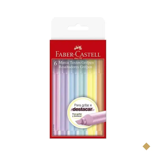 Marca Texto Grifpen Pastel 6 Cores Faber-Castell BT 6 UN