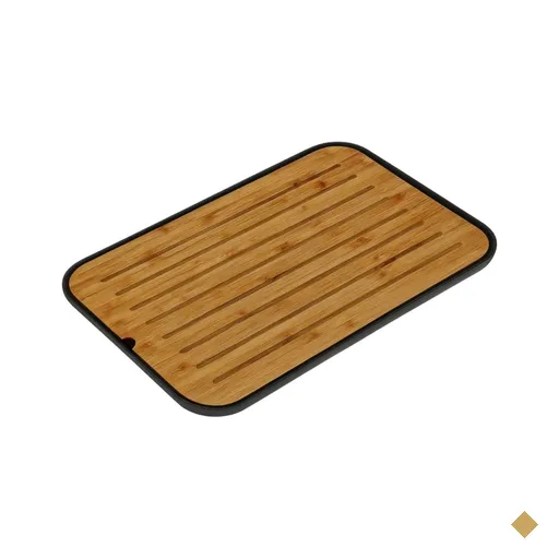 Tábua Migalheira de Bambu 33x23cm Corte Porta Pães Bolos Preto Ou Lume