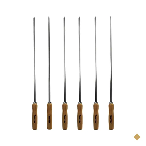 6 Espetos De Inox Para Coração 85cm Carne Churrasqueira