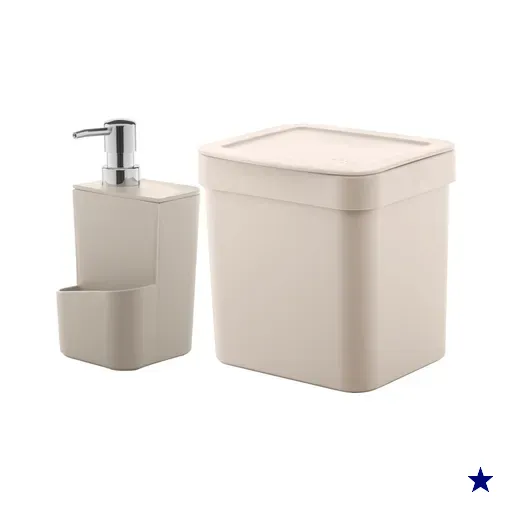 Utensílios De Cozinha Lixeira Trium 2,5L Porta Detergente Ou Bege