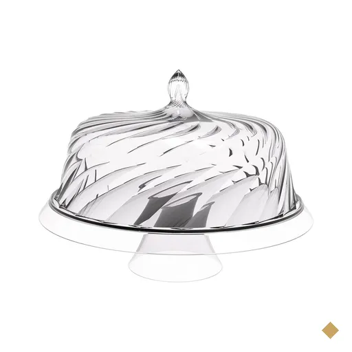Porta Bolo com Cúpula e Pé 30cm Transparente Glassy Crippa Boleira Torta Doces
