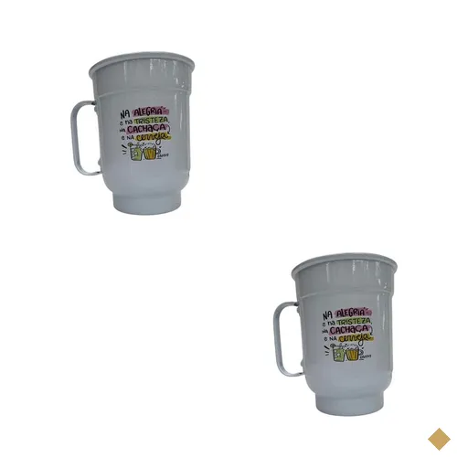 Canecas (2) Brancas Chopp cerveja aluminio 600 ml churrasco