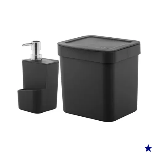 Utensílios De Cozinha Lixeira Trium 2,5L Porta Detergente Ou Preto