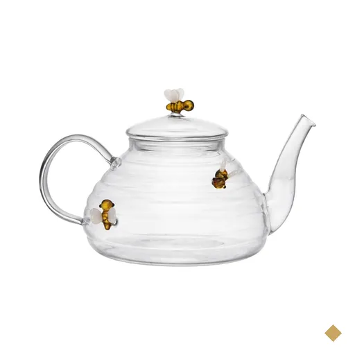 Chaleira de Vidro Borossilicato 650ml com Filtro Infusor Chá Lovely Bee Lyor…