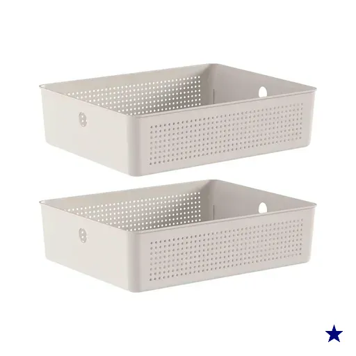 Kit 2 Caixas Organizadoras Flow Bege 34x27x9cm Cesto para Lavanderia Closet…
