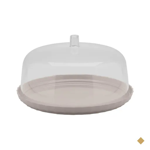 Boleira com Tampa 30cm Ou Break Porta Bolo Pudim Plástico Bege Tampa…