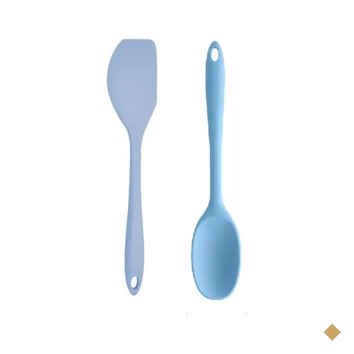 Colher e espatula de silicone na cor azul claro 28cm