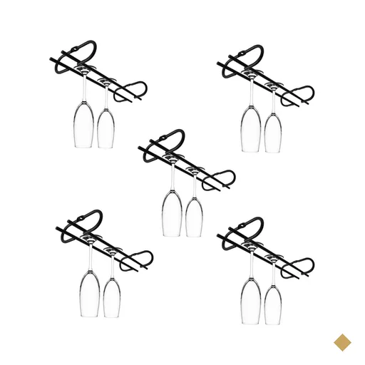 Kit 5 peças Suporte para Taças Suspenso Porta Taças de Teto 25cm Preto Fosco