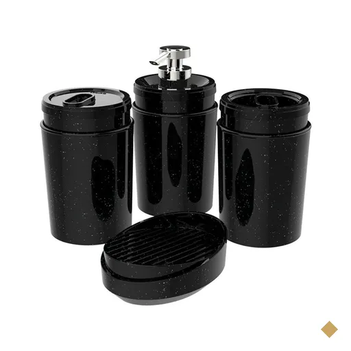 Kit Banheiro Stone Crippa Com 4 Peças (Porta Escova, Porta Sabonete Líquido…