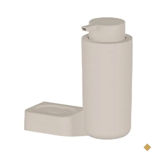 Conjunto Saboneteira e Dispenser de Sabonete Liquido 500ml Bege Eleve Ou