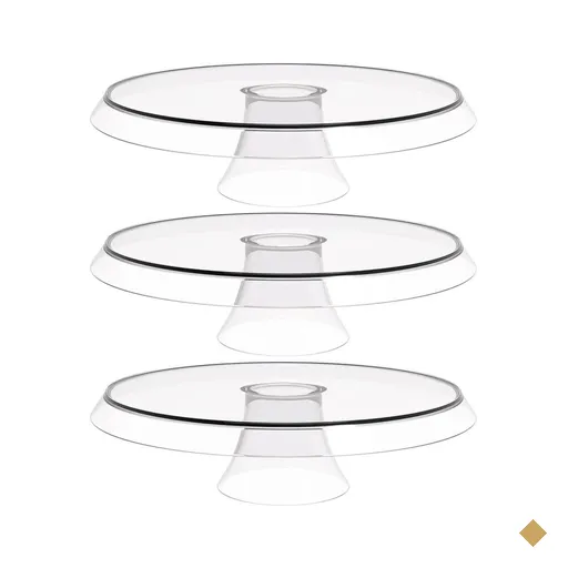 3 Bases Porta Bolos Tortas Doces 30cm com Pé Transparente Glassy Crippa