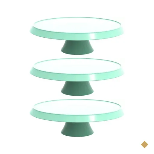 Kit 3 Bases Porta Bolos Verde Menta 30cm com Pé Bubble Supor