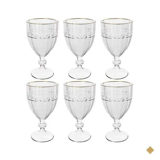 Kit 6 Taças Cristal 330ml Fio de Ouro Imperial Lyor Avulsa S