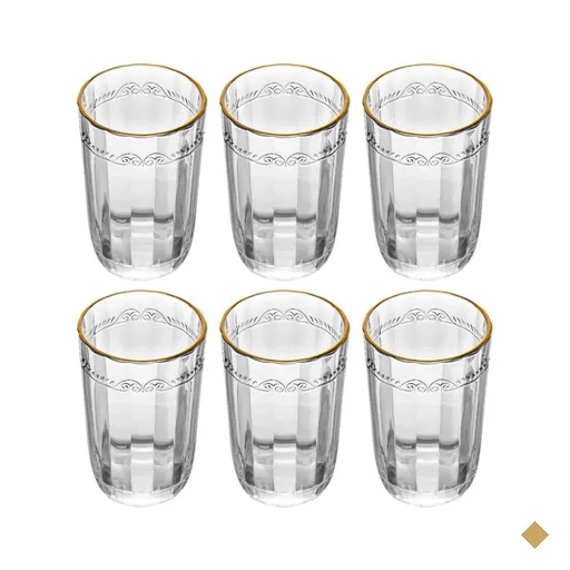 Jogo 6 Copos Alto de Cristal com Fio de Ouro Imperial 370ml Servir Suco Água…