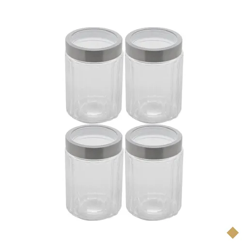 4 Porta Mantimentos de Vidro Borossilicato 1,2L Tampa Prata Pote Transparente…