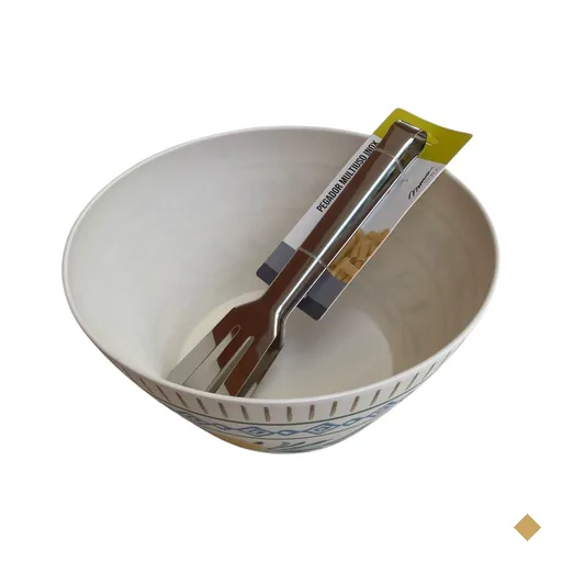 Saladeira de fibra de Bambu 25 x 11 cm com pegador inox