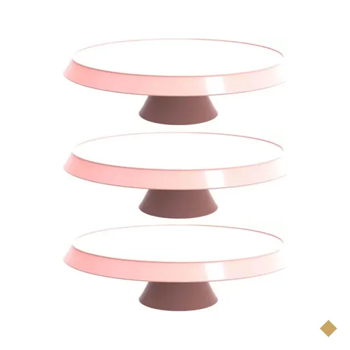 3 Bases Porta Bolos Tortas Doces 34cm com Pé Bubble Crippa Suporte Rosa…