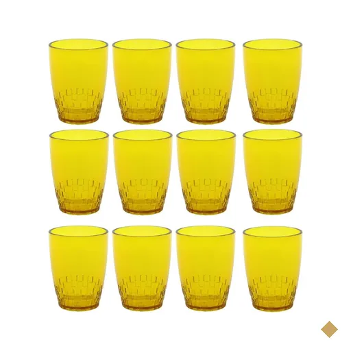 Kit 12 Copos Crippa 300ml Plástico Amarelo Água Suco Refrigerante Escolar…