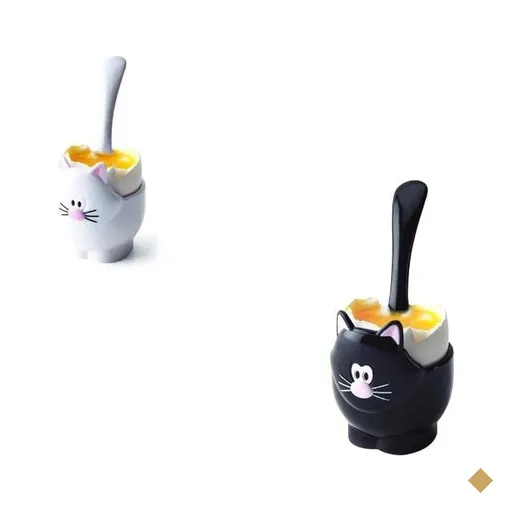 Conjunto de 2 porta ovos gatinho com colher - JOIE